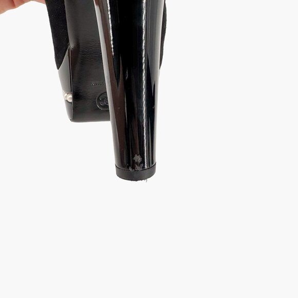 Chanel Platform Pearl Pumps EU 41 US 10-10.5 Black Suede Leather Cap Toe Heel - Picture 10 of 12